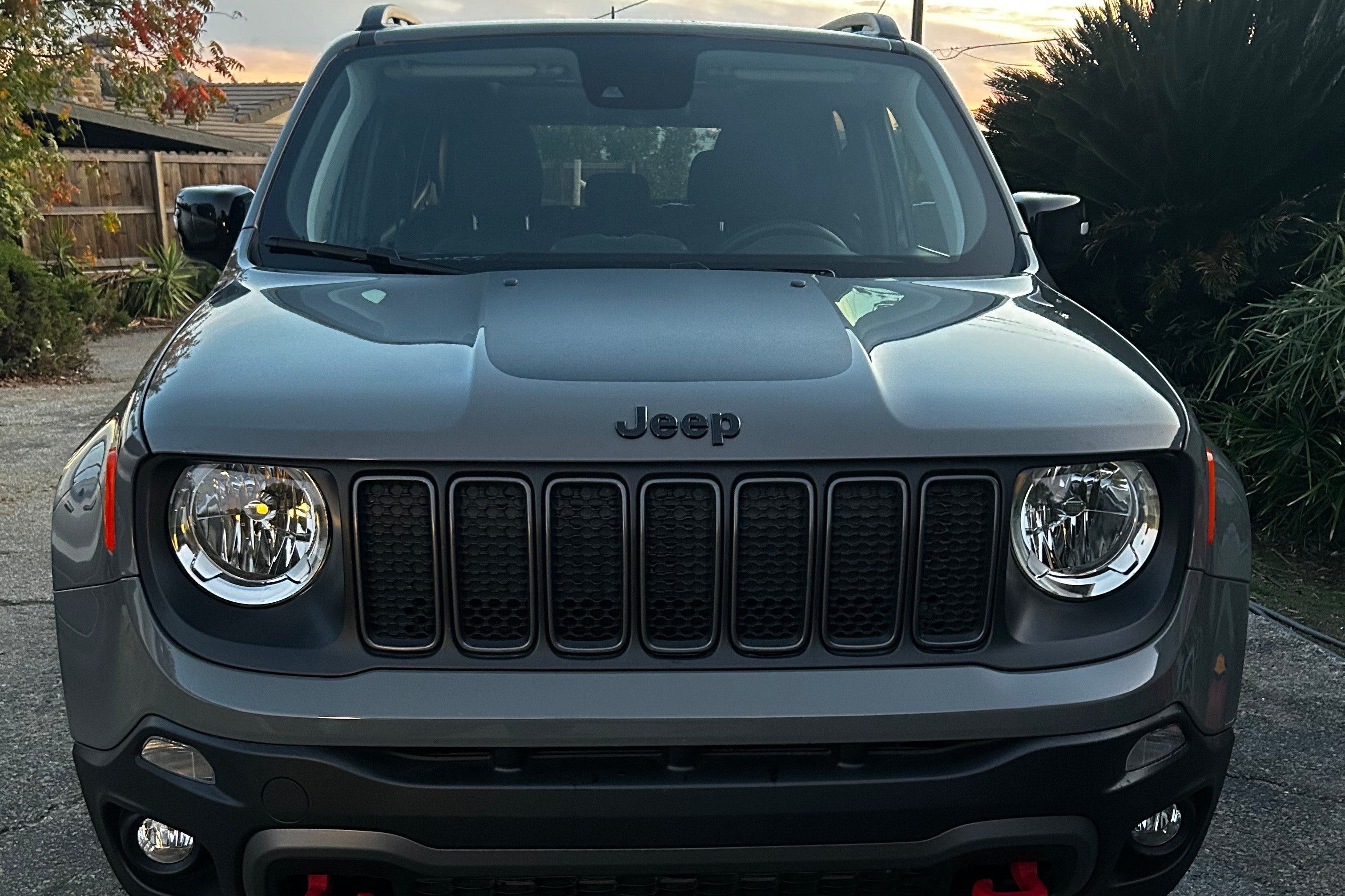 Top-down view of a Jeep vehicle on a road